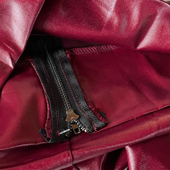 Burgundy vegan leather red mini skirt sexy stretchy skirt faux leather new w tag - Picture 10 of 12